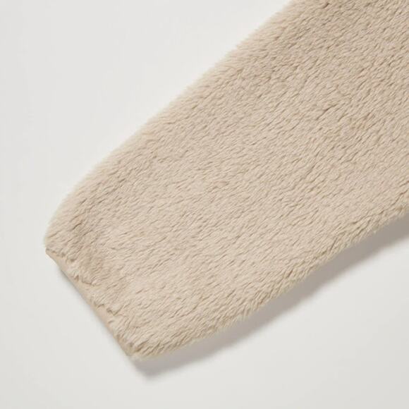 UNIQLO Fluffy Fleece Teddy Full Zip Jacket Cream Natural X-Small - Picture 4 of 12